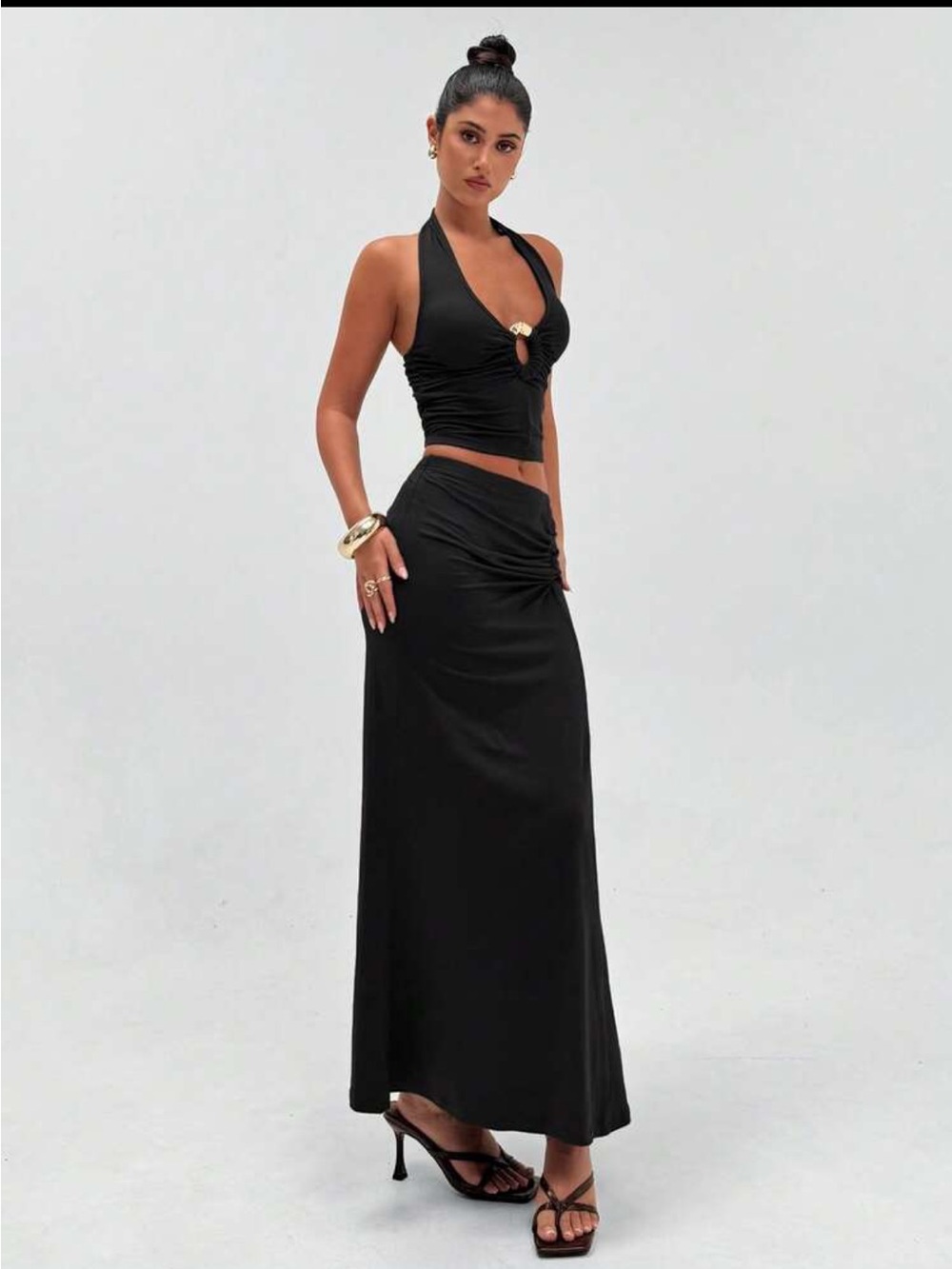 Two piece black and gold set SHEIN